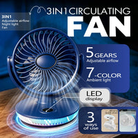 EverCool | MF-7LED – Desktop Fan, 5 Speeds, 7-Color LED, Timer, 3-in-1