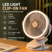 EverCool | CL-LED – Clip Fan mit LED, 3 Speeds, Silent, Bedroom & Camping