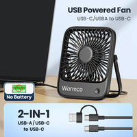 EverCool | WM-2PACK – USB Desk Fan 2er-Set, USB-C, 3 Speeds, 180° Tilt