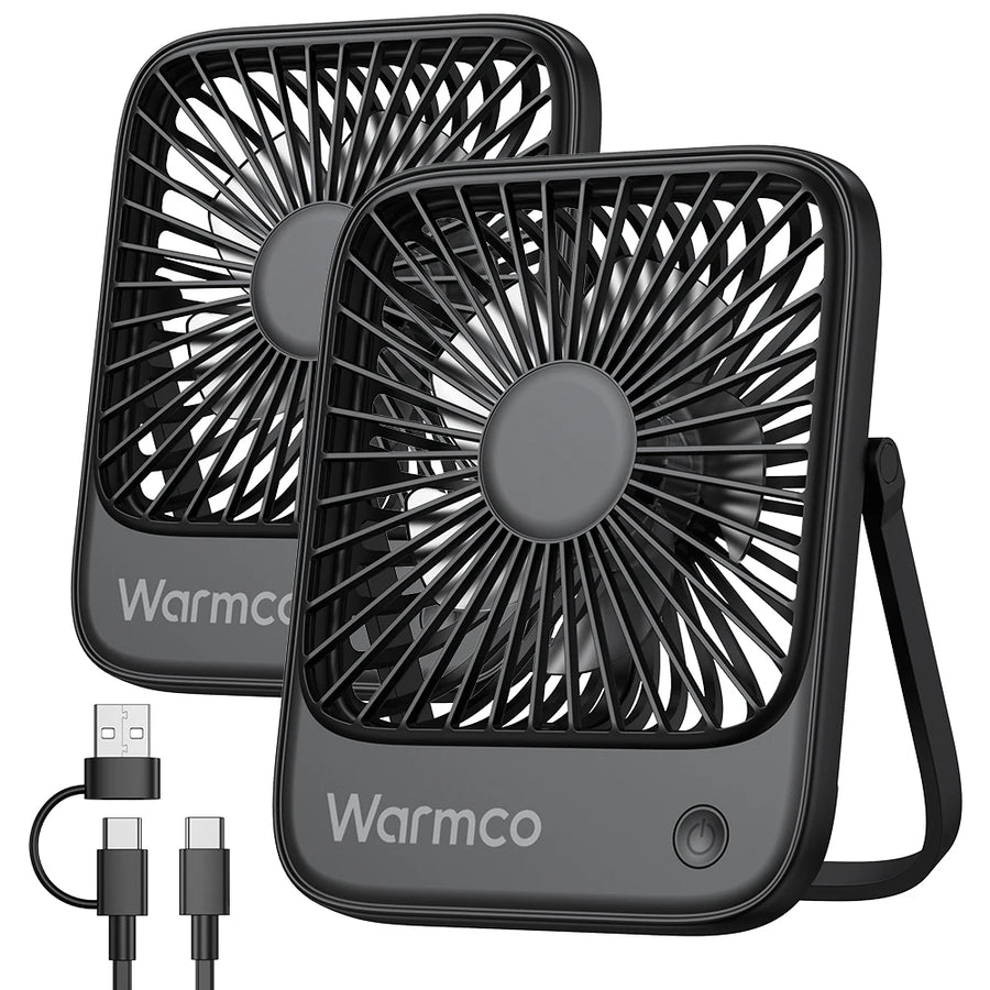 EverCool | WM-2PACK – USB Desk Fan 2er-Set, USB-C, 3 Speeds, 180° Tilt