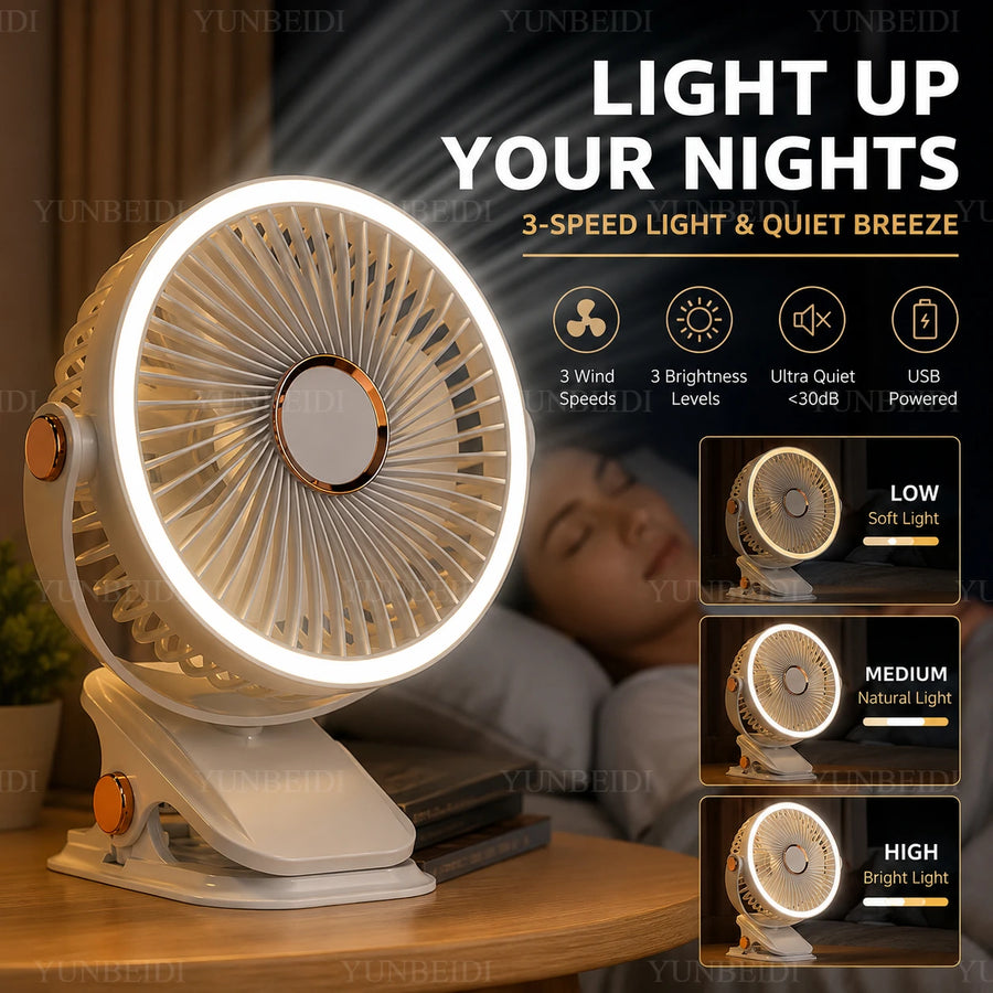 EverCool | CL-LED – Clip Fan mit LED, 3 Speeds, Silent, Bedroom & Camping